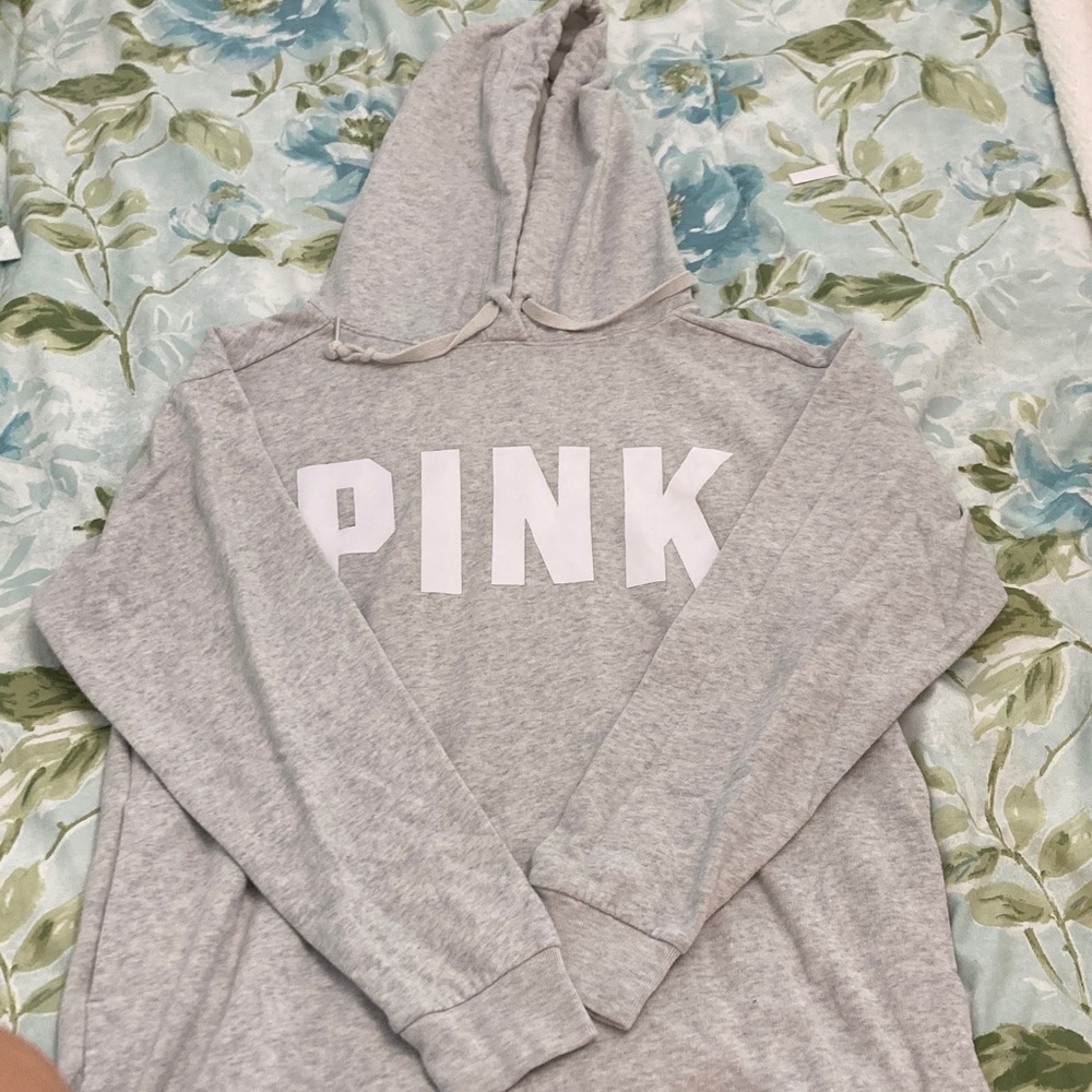 PINK Victoria's Secret Gray Hoodie with White Logo